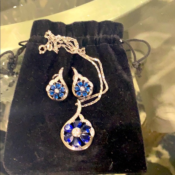 Jewelry - Blue and white necklace and earrings
